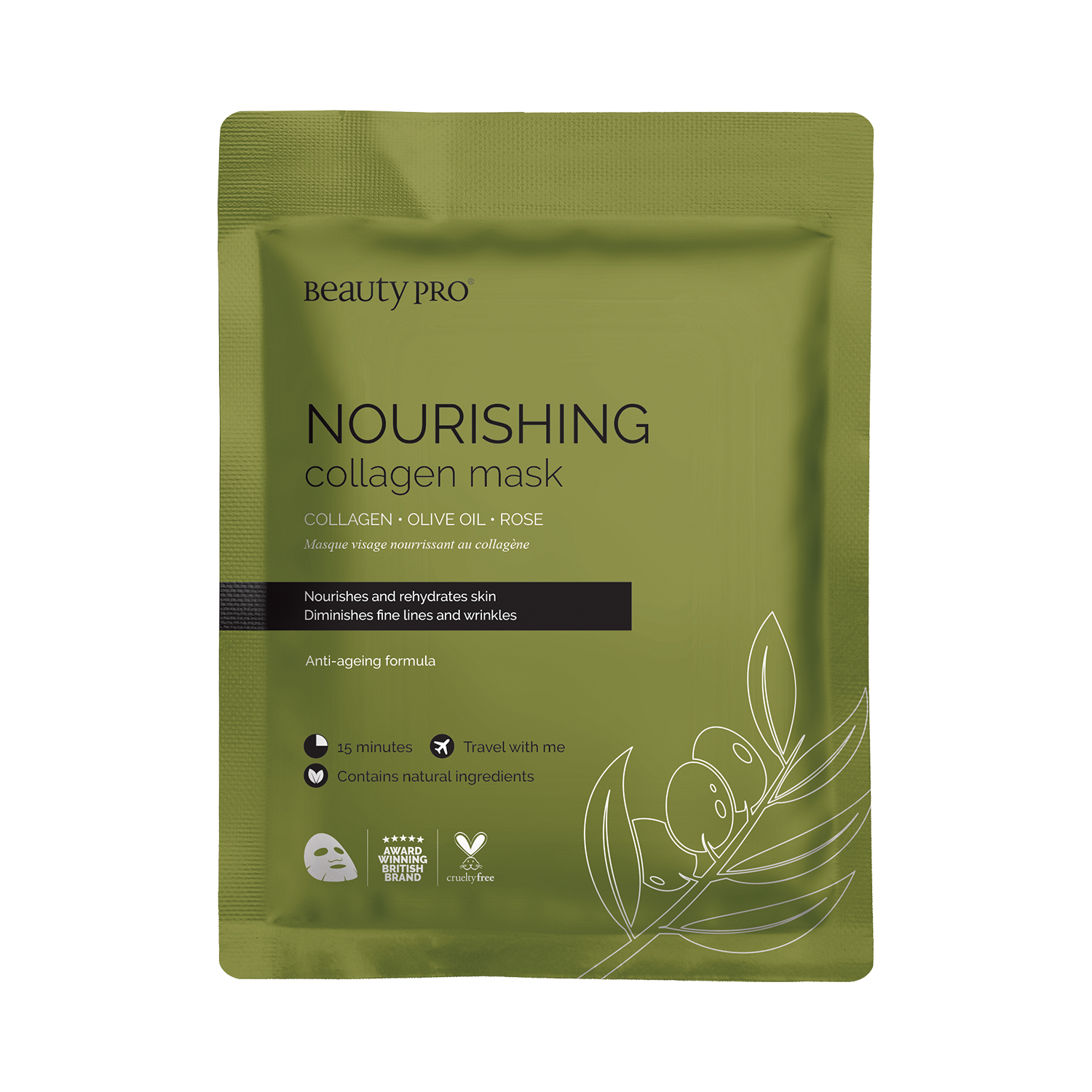 BeautyPro NOURISHING Collagen Sheet Mask with Olive extract