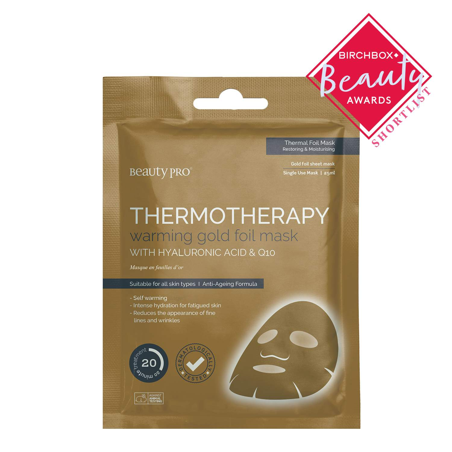 BeautyPro THERMOTHERAPY Warming Gold Foil Mask with Hyaluronic Acid & Q10 BeautyPro THERMOTHERAPY Warming Gold Foil Mask with Hyaluronic Acid & Q10 1